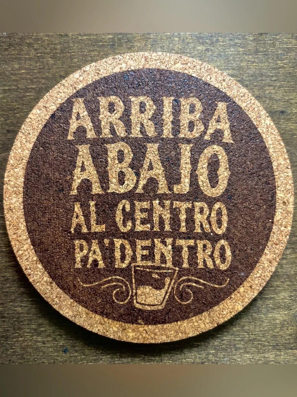 Funny Spanish Alcohol Quote Laser Engraved Cork Coaster